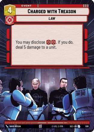 Charged with Treason (Hyperspace Foil) — Secrets of Power Star Wars: Unlimited card by David Buisan