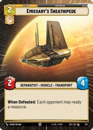 Emissary's Sheathipede (Hyperspace Foil) — Secrets of Power Star Wars: Unlimited card by Shane Molina