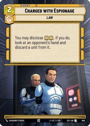 Charged with Espionage (Hyperspace Foil) — Secrets of Power Star Wars: Unlimited card by Kaihound Studios
