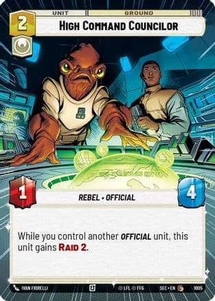 High Command Councilor (Hyperspace Foil) — Secrets of Power Star Wars: Unlimited card by Ivan Fiorelli
