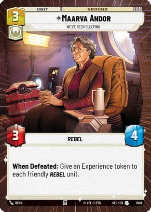 Maarva Andor - We've Been Sleeping (Hyperspace Foil) — Secrets of Power Star Wars: Unlimited card by Reno
