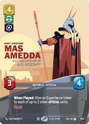 Mas Amedda - Accomplice to Power (Prestige) — Secrets of Power Star Wars: Unlimited card by Steve Morris