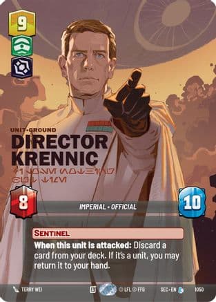 Director Krennic - I Lose Nothing But Time (Prestige) — Secrets of Power Star Wars: Unlimited card by Omercan Cirit