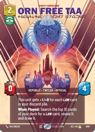 Orn Free Taa - Political Power Broker (Prestige) — Secrets of Power Star Wars: Unlimited card by Marc Escachx