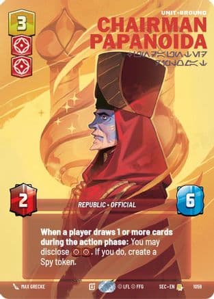 Chairman Papanoida - Undaunted Diplomat (Prestige) — Secrets of Power Star Wars: Unlimited card by Gabriel Gómez Almenzar