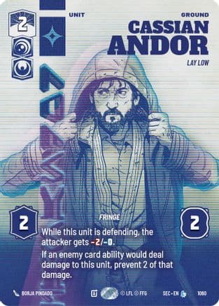Cassian Andor - Lay Low (Prestige) — Secrets of Power Star Wars: Unlimited card by Afif Khaled
