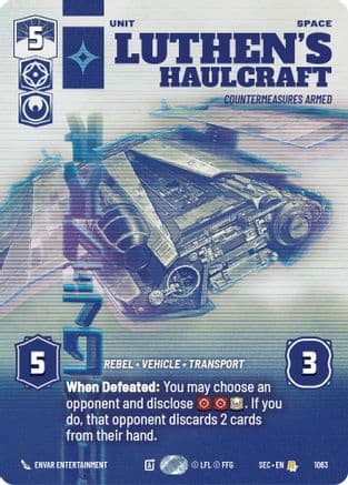 Luthen's Haulcraft - Countermeasures Armed (Prestige) — Secrets of Power Star Wars: Unlimited card by EJ Dela Cruz