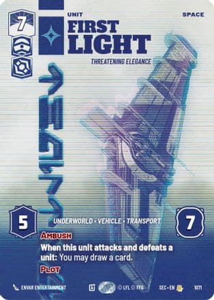 First Light - Threatening Elegance (Prestige) — Secrets of Power Star Wars: Unlimited card by Evyn Entertainment