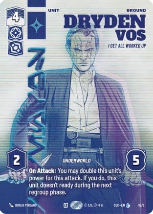 Dryden Vos - I Get All Worked Up (Prestige) — Secrets of Power Star Wars: Unlimited card by David Buisan