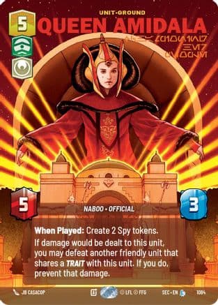 Queen Amidala - Championing Her People (Prestige Foil) — Secrets of Power Star Wars: Unlimited card by Johnny Morrow