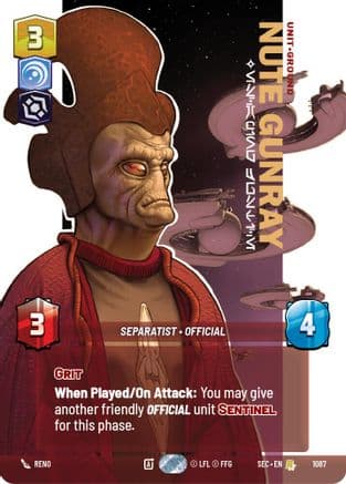 Nute Gunray - Escaping Justice (Prestige Foil) — Secrets of Power Star Wars: Unlimited card by Marc Escachx