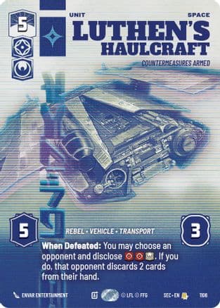 Luthen's Haulcraft - Countermeasures Armed (Prestige Foil) — Secrets of Power Star Wars: Unlimited card by EJ Dela Cruz