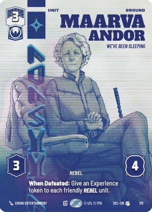 Maarva Andor - We've Been Sleeping (Prestige Foil) — Secrets of Power Star Wars: Unlimited card by Reno