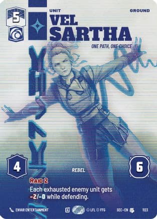 Vel Sartha - One Path, One Choice (Prestige Foil) — Secrets of Power Star Wars: Unlimited card by Baldemar Rivas