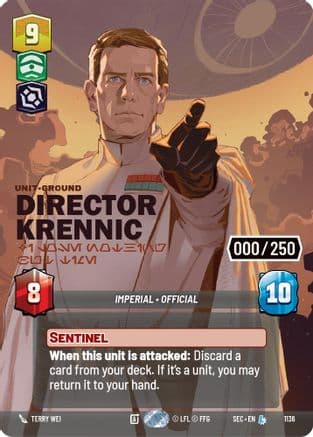 Director Krennic - I Lose Nothing But Time (Serialized) — Secrets of Power Star Wars: Unlimited card by Omercan Cirit