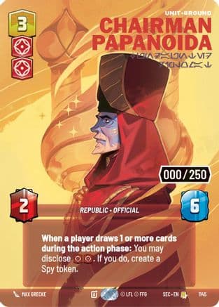 Chairman Papanoida - Undaunted Diplomat (Serialized) — Secrets of Power Star Wars: Unlimited card by Gabriel Gómez Almenzar