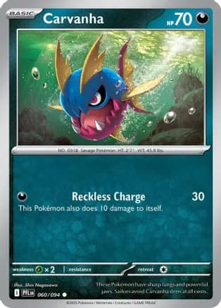 Carvanha — ME02: Phantasmal Flames Pokémon TCG card by Shin Nagasawa