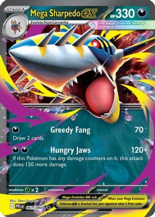 Mega Sharpedo ex - 061/094 — ME02: Phantasmal Flames Pokémon TCG card by 5ban Graphics