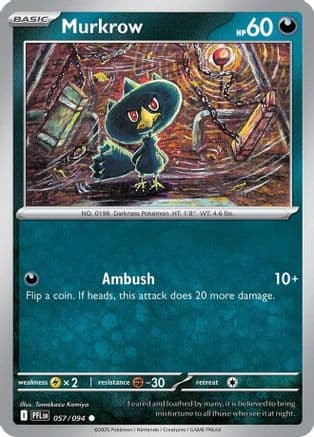 Murkrow — ME02: Phantasmal Flames Pokémon TCG card by Tomokazu Komiya