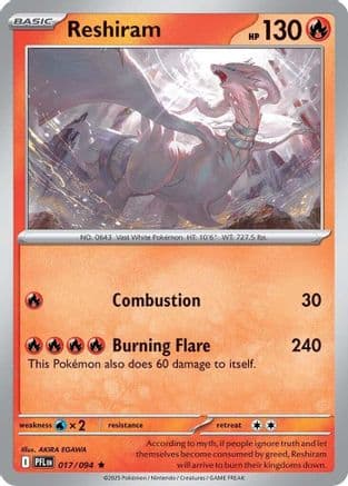 Reshiram — ME02: Phantasmal Flames Pokémon TCG card by AKIRA EGAWA