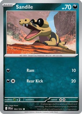Sandile — ME02: Phantasmal Flames Pokémon TCG card by Taiga Kasai