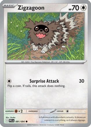 Zigzagoon — ME02: Phantasmal Flames Pokémon TCG card by Dsuke