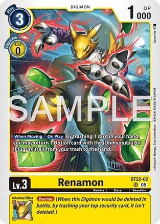 Renamon (ST22-02) — Starter Deck 22: Amethyst Mandala Advanced Deck Set Digimon Card Game card by Akiyoshi Hongo, Toei Animation