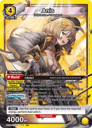 Anis (018) — UE14BT: GODDESS OF VICTORY: NIKKE Union Arena card by GODDESS OF VICTORY: NIKKE, BANDAI NAMCO ENTERTAINMENT INC.