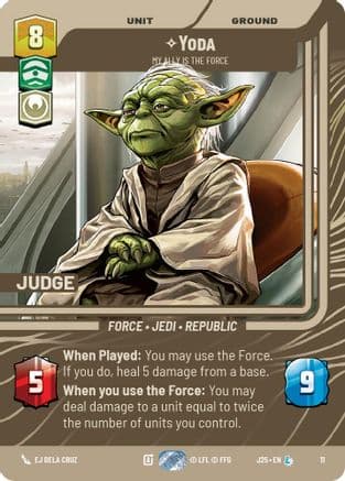 Yoda - My Ally is the Force — Judge Promos Star Wars: Unlimited card by Aitor Prieto