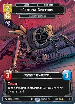 General Grievous - Scuttling to Safety (47) — Sector and Regional Promos: Season 1 Star Wars: Unlimited card by DEREK LAUFMAN