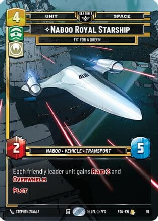 Naboo Royal Starship - Fit For A Queen (91) — Sector and Regional Promos: Season 1 Star Wars: Unlimited card by Stephen Zavala