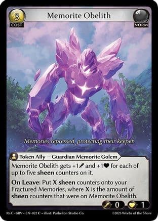 Memorite Obelith — Merlin Re: Collection, Brilliant Vestige Grand Archive TCG card by Parhelion Studio Co.