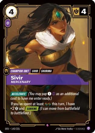 Sivir - Mercenary — Spiritforged Riftbound: League of Legends TCG card by Sixmorevodka