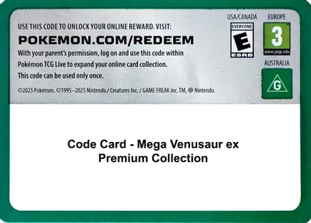 Code Card - Mega Venusaur ex Premium Collection — Miscellaneous Cards & Products