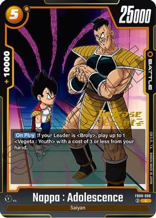 Nappa : Adolescence — Saiyan's Pride Release Event Cards