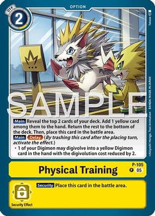 Physical Training (P-105) (Alternate Art) — Starter Deck 22: Amethyst Mandala Advanced Deck Set Digimon Card Game card by Akiyoshi Hongo, Toei Animation