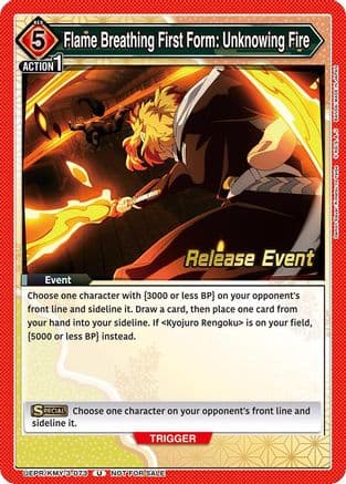 Flame Breathing First Form: Unknowing Fire — UEX05BT: Demon Slayer: Kimetsu no Yaiba Vol.2 Release Event Cards