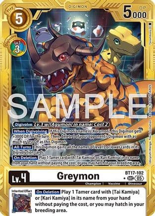 Greymon - BT17-102 (Gold Border) — Advanced Booster Digimon Generation