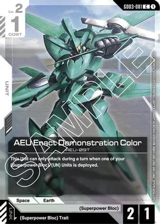 AEU Enact Demonstration Color (Store Tournament Participant Pack 03) — Gundam Promotional Cards