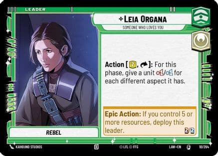 Leia Organa - Someone Who Loves You — A Lawless Time Star Wars: Unlimited card by Kaihound Studios