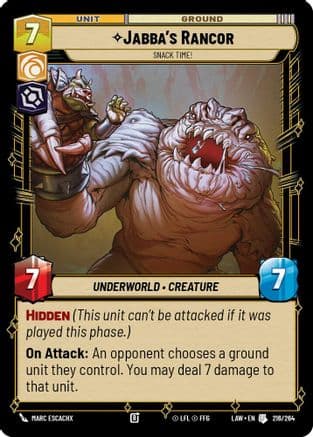 Jabba's Rancor - Snack Time! — A Lawless Time Star Wars: Unlimited card by Marc Escachx
