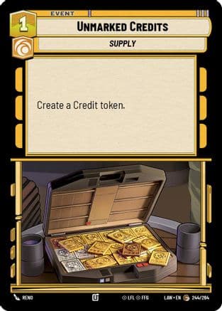 Unmarked Credits — A Lawless Time Star Wars: Unlimited card by Reno