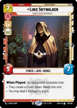 Luke Skywalker - Profit or Be Destroyed — A Lawless Time Star Wars: Unlimited card by EJ Dela Cruz