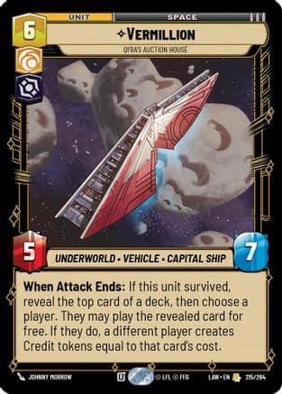 Vermillion - Qi'Ra's Auction House — A Lawless Time Star Wars: Unlimited card by Johnny Morrow