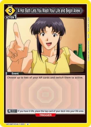 A Hot Bath Lets You Wash Your Life and Begin Anew — UE15BT: Evangelion: New Theatrical Edition Union Arena card by BANDAI MADE IN JAPAN