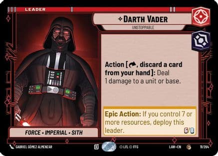 Darth Vader - Unstoppable — A Lawless Time Star Wars: Unlimited card by Gabriel Gómez Almenzar