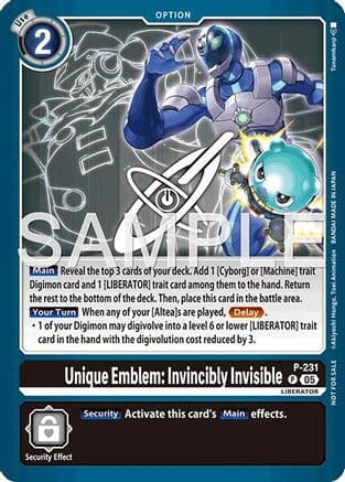 Unique Emblem: Invincibly Invisible (Dawn of Liberator Box Topper) — Digimon Promotion Cards