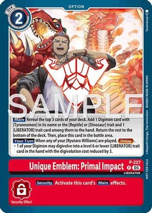 Unique Emblem: Primal Impact (Dawn of Liberator Box Topper) — Digimon Promotion Cards