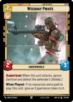 Weequay Pirate — A Lawless Time Star Wars: Unlimited card by Marc Escachx