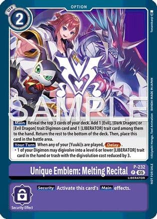 Unique Emblem: Melting Recital (Dawn of Liberator Box Topper) — Digimon Promotion Cards
